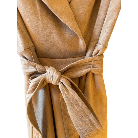NEW Halogen belted tan faux suede tuxedo mini dress size XS - Picture 11 of 11